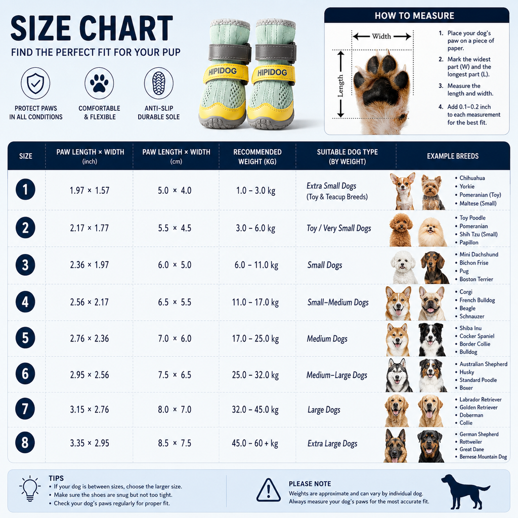 Dog Shoes – Breathable Mesh Dog Boots with Reflective Straps, 4-Piece Set