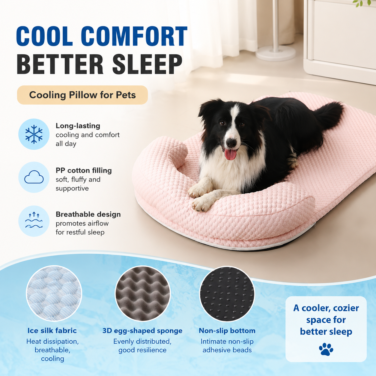 Cooling Pet Mat – Breathable Ice Silk Bed