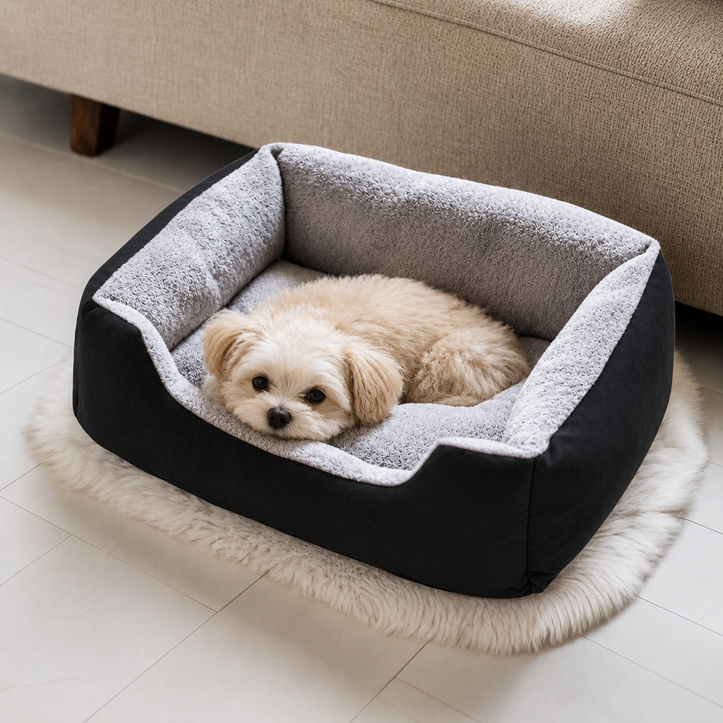 Soft Plush Pet Bed with Cozy Bolster Design