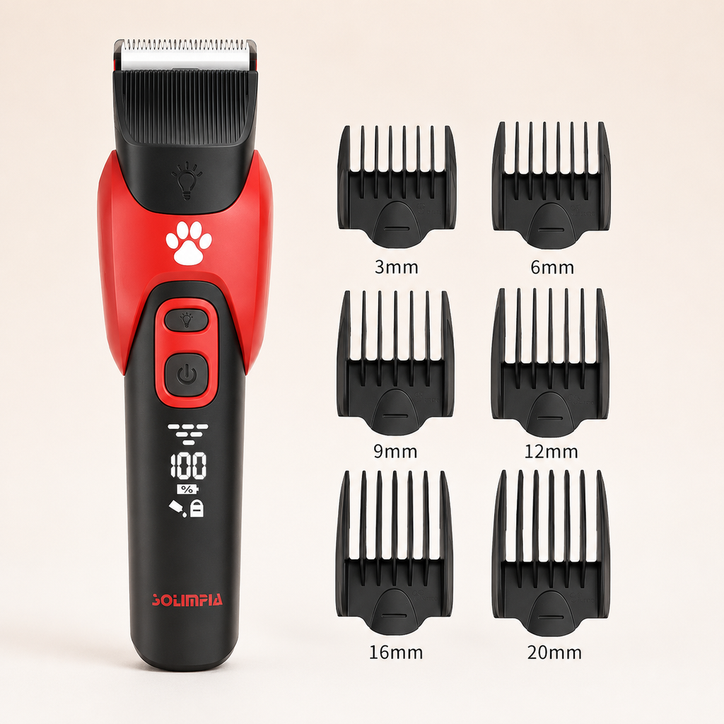 Pet Hair Clippers – Cordless Ceramic Blade Trimmer with 6 Guide Combs for Dogs & Cats