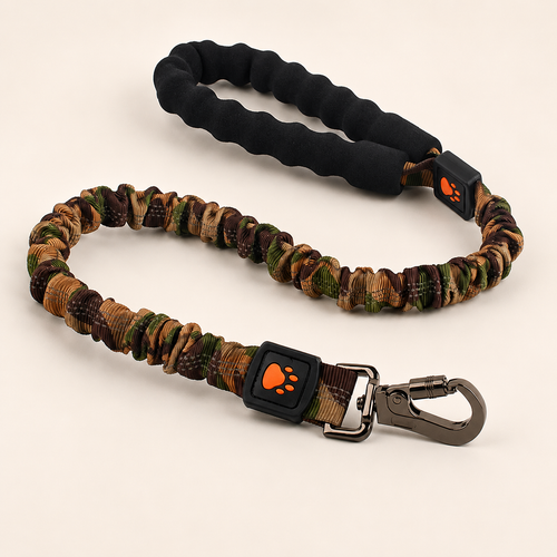 Camouflage Elastic Dog Leash – Adjustable Nylon for Large Dogs