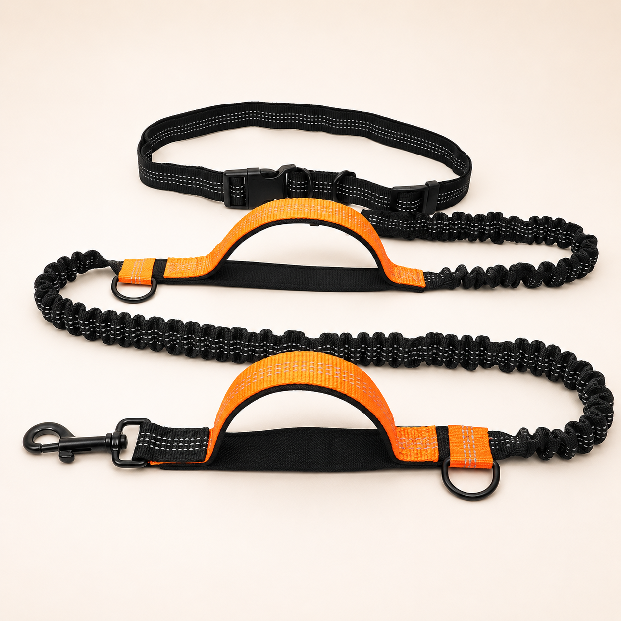 Hands-Free Running Dog Leash – Elastic, Reflective & Waist Belt