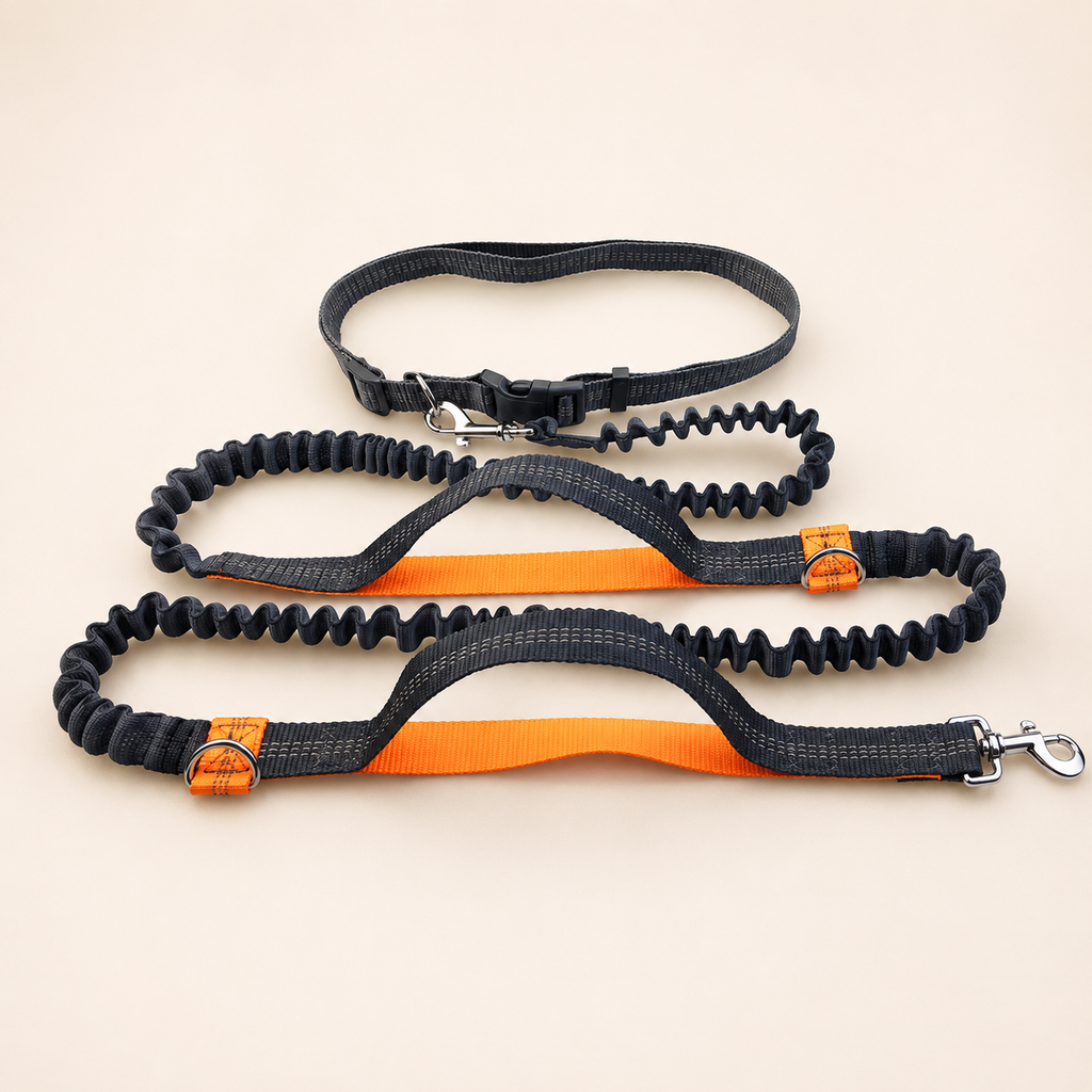 Hands-Free Running Dog Leash – Elastic, Reflective & Waist Belt