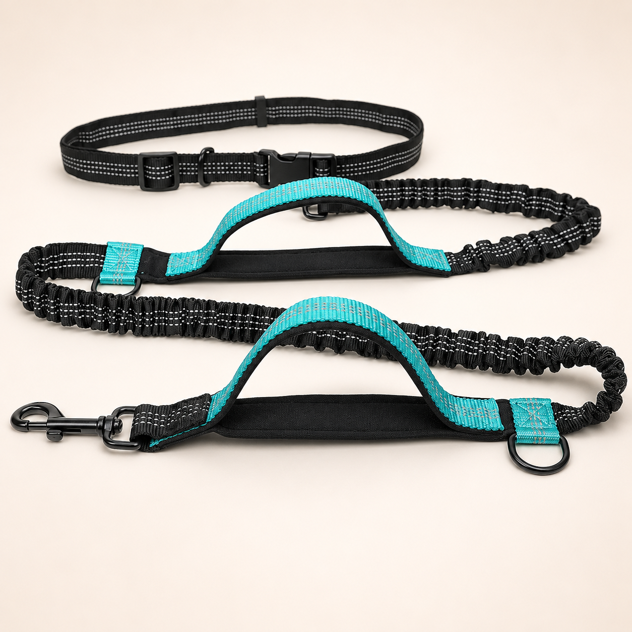 Hands-Free Running Dog Leash – Elastic, Reflective & Waist Belt