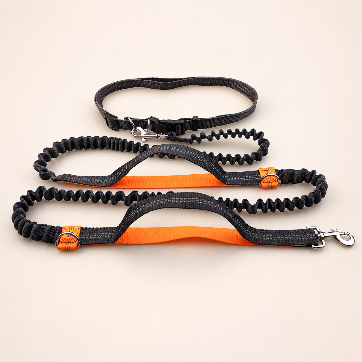 Hands-Free Running Dog Leash – Elastic, Reflective & Waist Belt