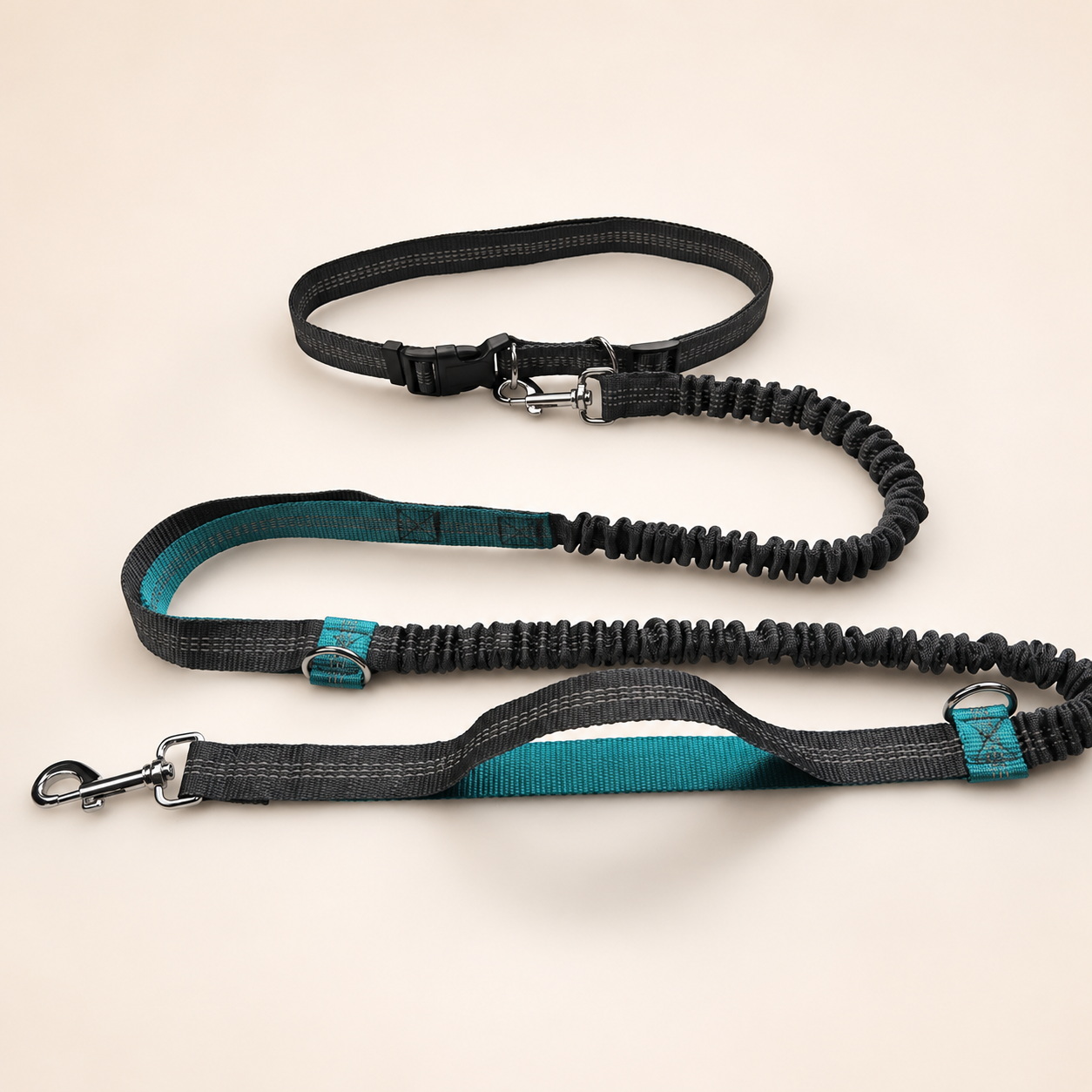 Hands-Free Running Dog Leash – Elastic, Reflective & Waist Belt