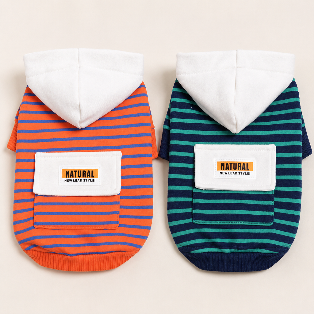 Small Dog Striped Hoodie Sweater