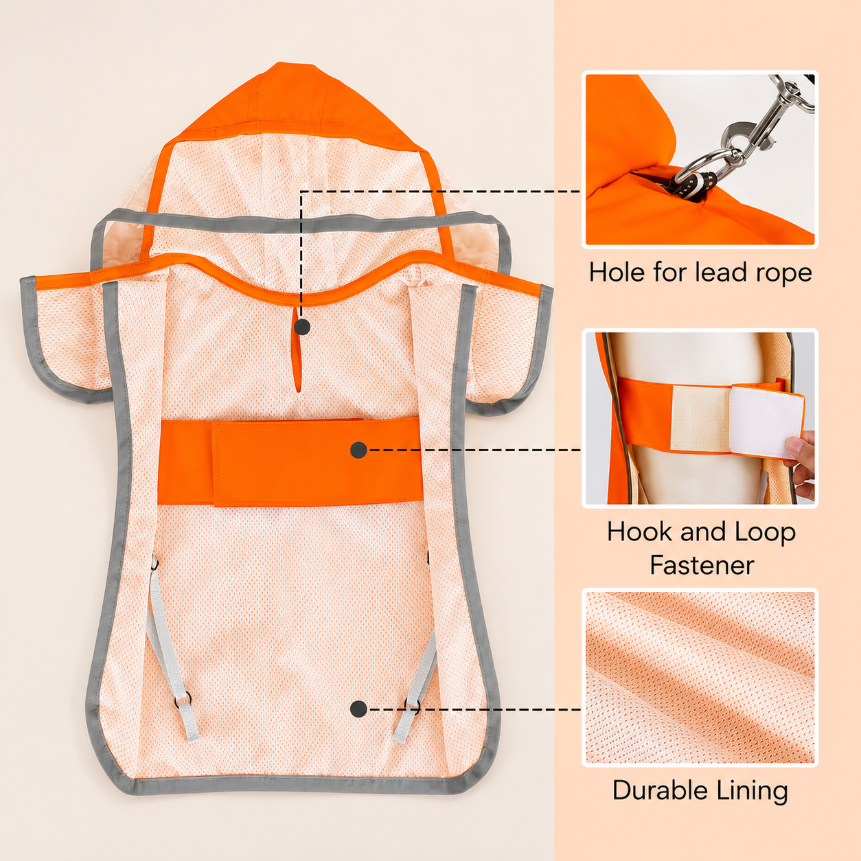 Waterproof Dog Rain Jacket with Hood & Transparent Cap — Belly Protection Included