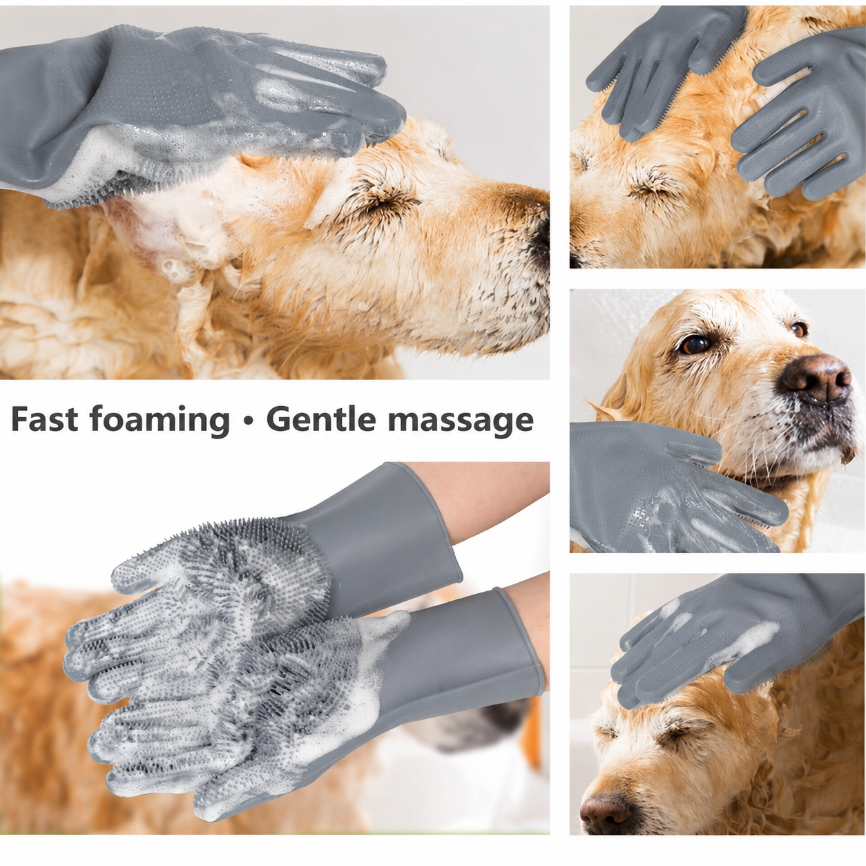 Pet Grooming Massage Glove | Silicone Bathing Mitt for Dogs & Cats