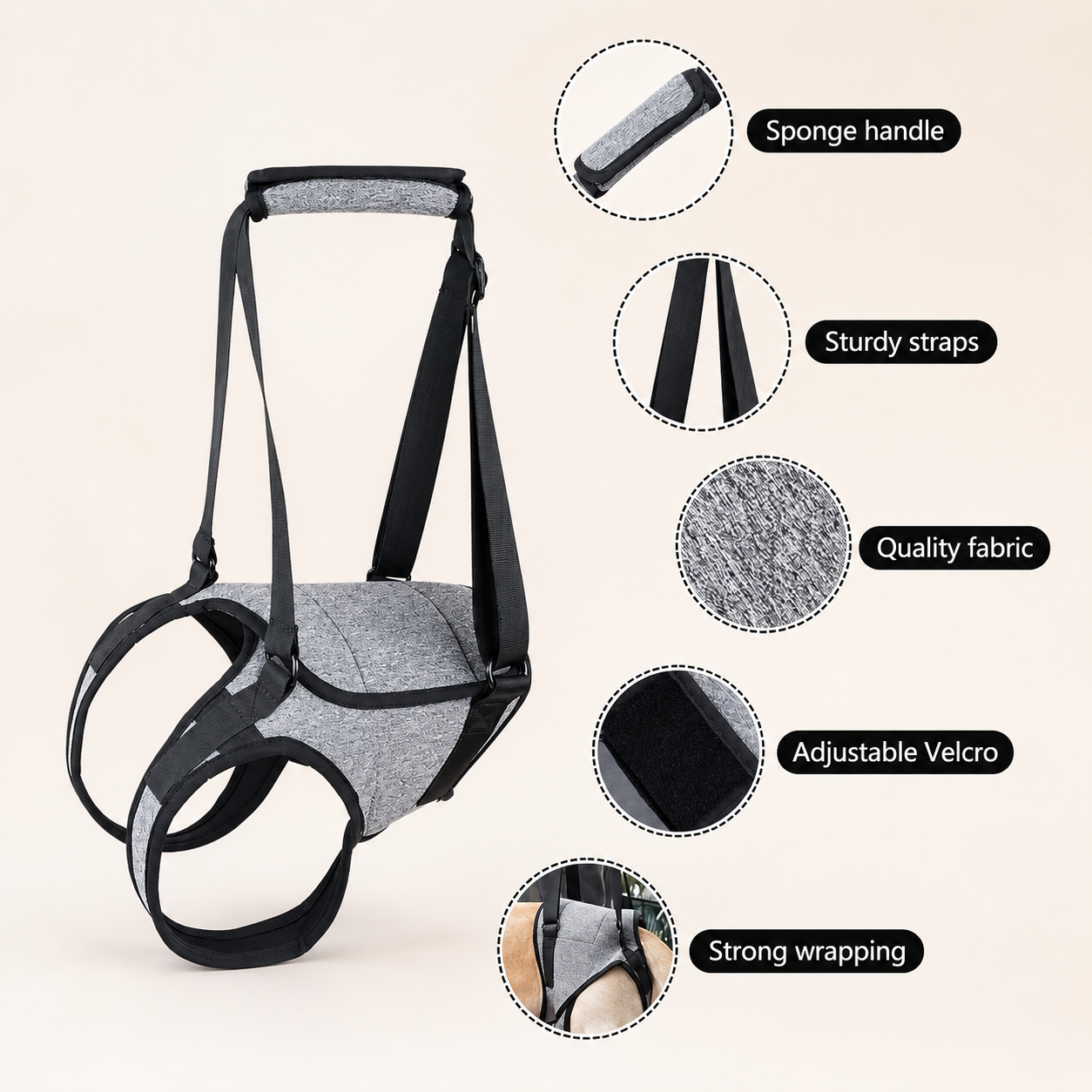 Dog Rear Leg Support Harness | Lifting Aid for Injured & Senior Dogs