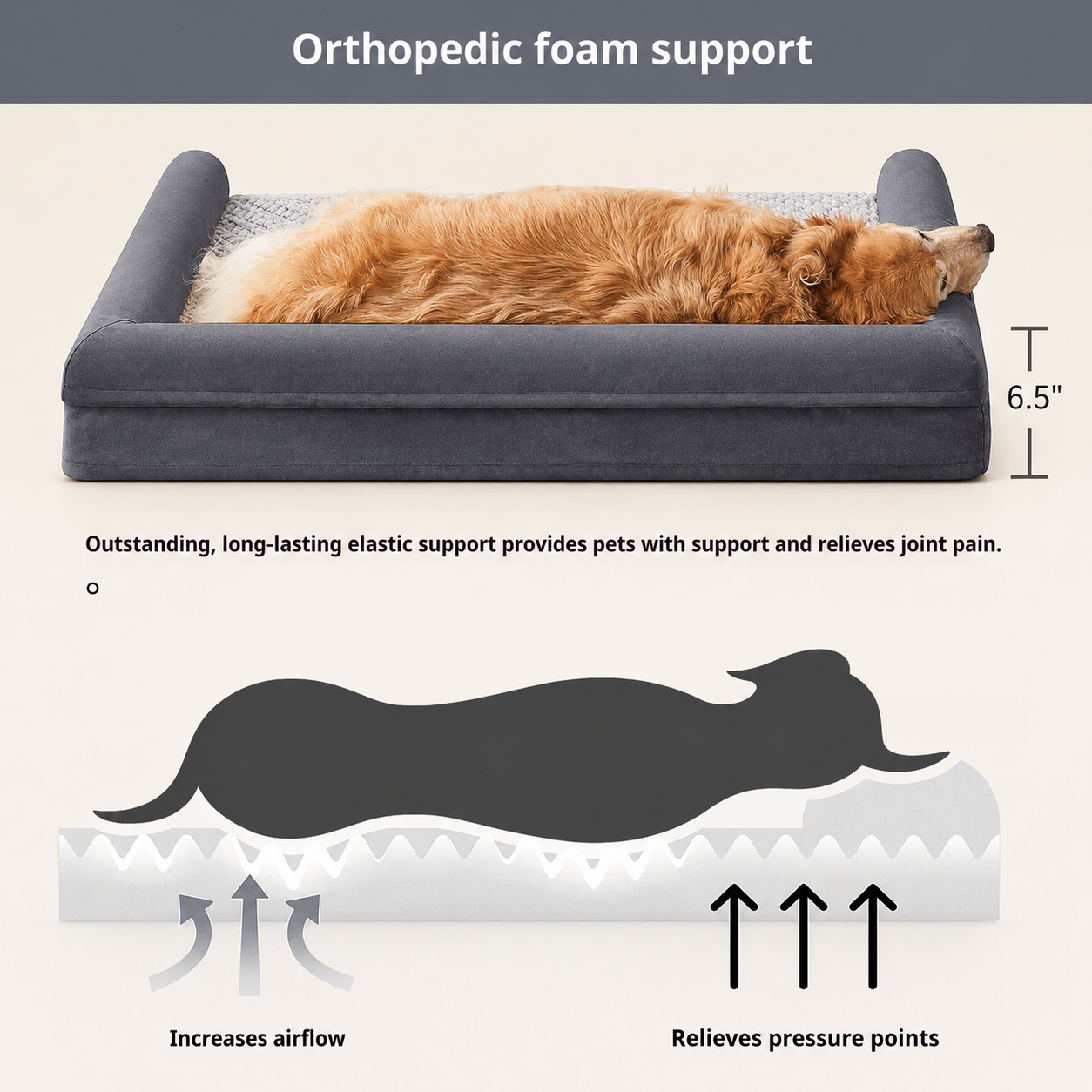 Orthopedic Foam Dog Sofa Bed for Large Dogs