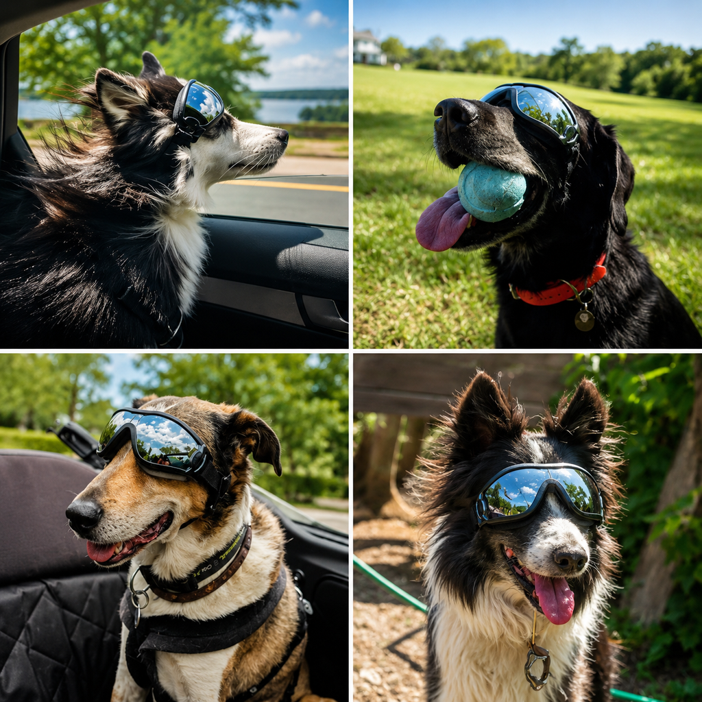 Wraparound Dog Goggles – UV Protection & Windproof with Adjustable Strap