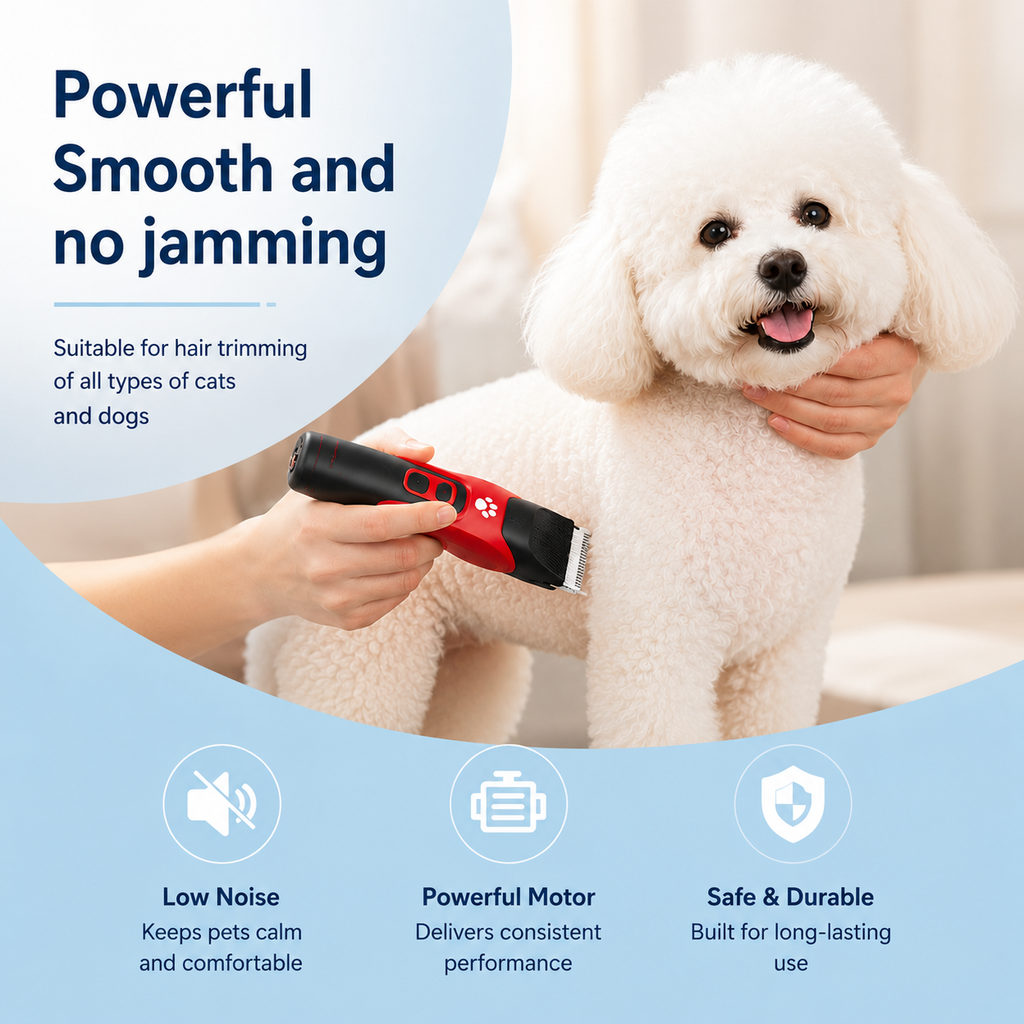 Pet Hair Clippers – Cordless Ceramic Blade Trimmer with 6 Guide Combs for Dogs & Cats