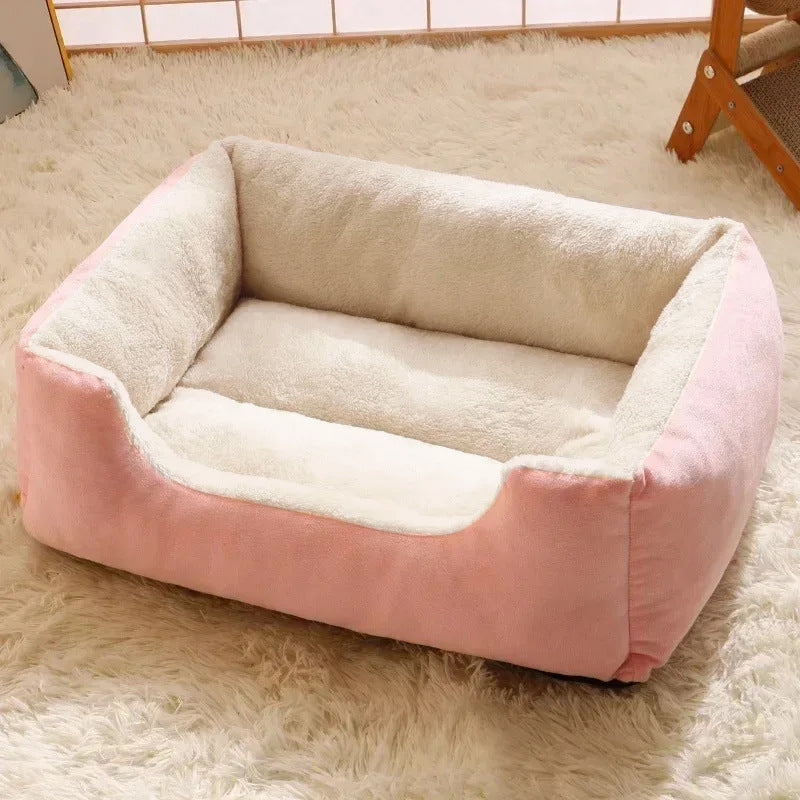 Soft Plush Pet Bed with Cozy Bolster Design
