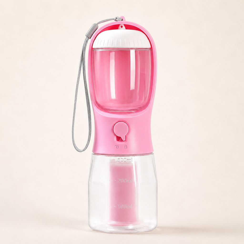Portable Dog Water Bottle | 3-in-1 Water, Food & Waste Bag Holder