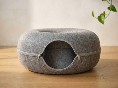 Cat Felt Donut Bed & Tunnel