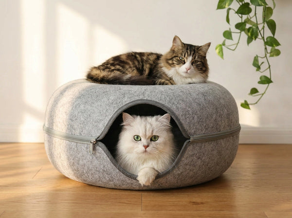Cat Felt Donut Bed & Tunnel