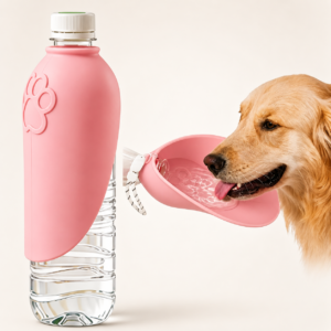 Slip-On Silicone Dog Water Bottle Attachment — Portable Travel Bowl