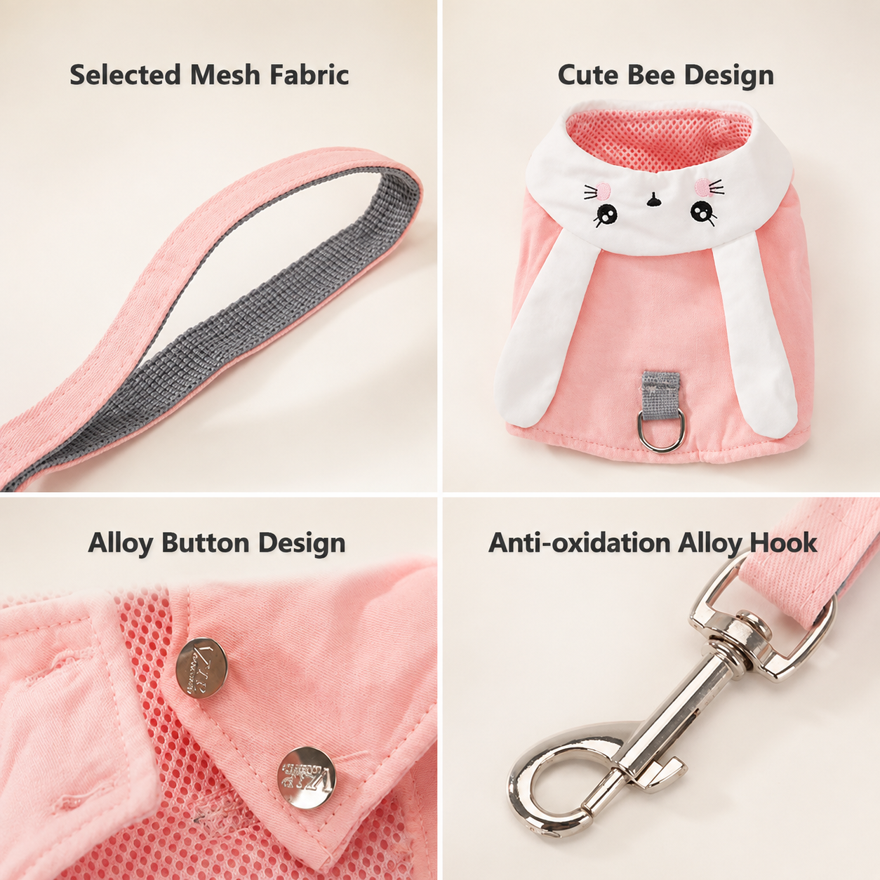 Bunny-Ear Cat Costume Harness with Leash - Image 4