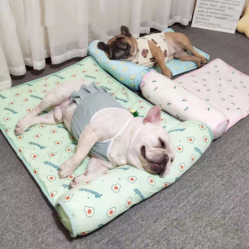 Ice Silk Dog Cooling Mat with Pillow — Breathable Summer Pet Bed - Image 3