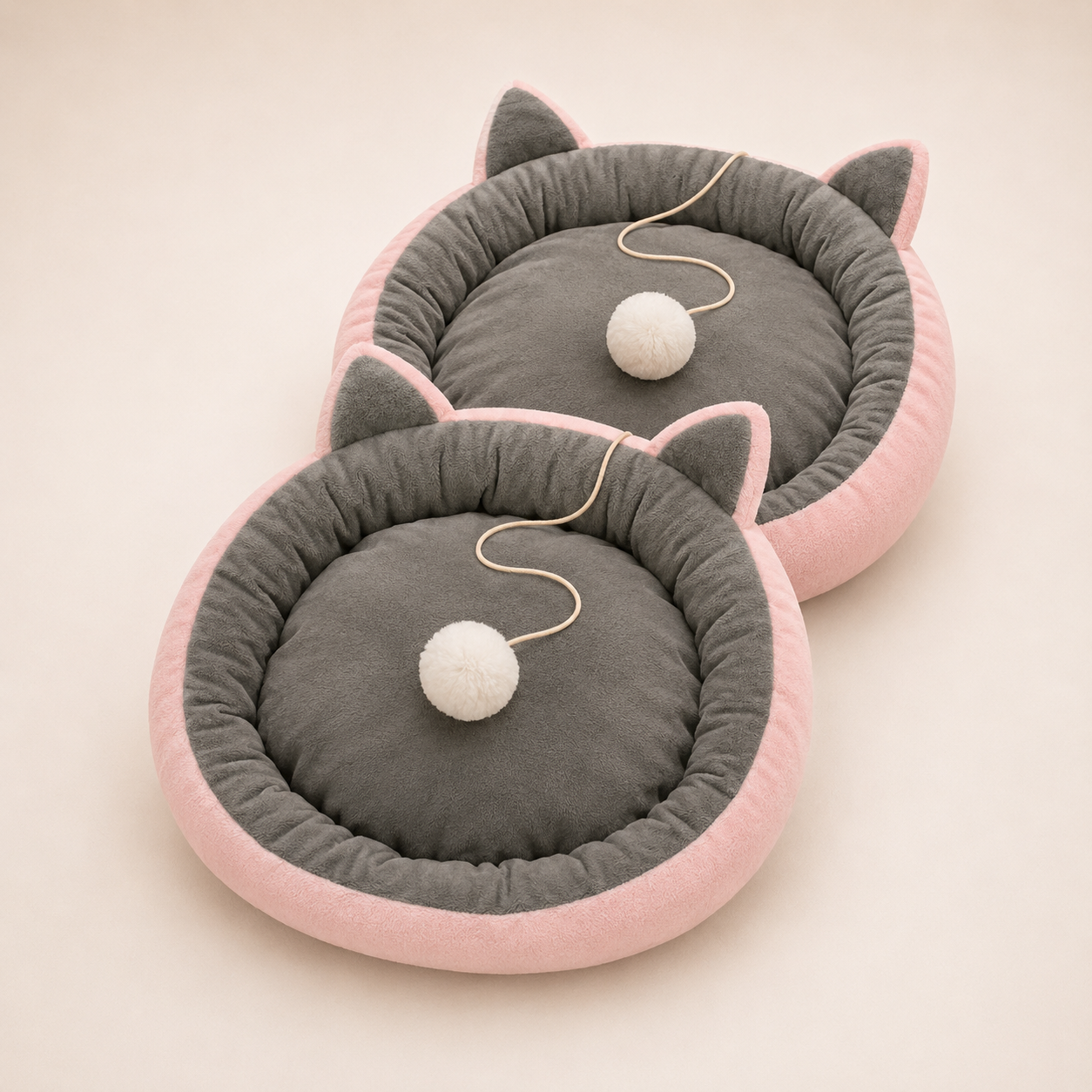 Suede Cat Bed – Cozy Round Nest with Cat Ear Design - Image 3