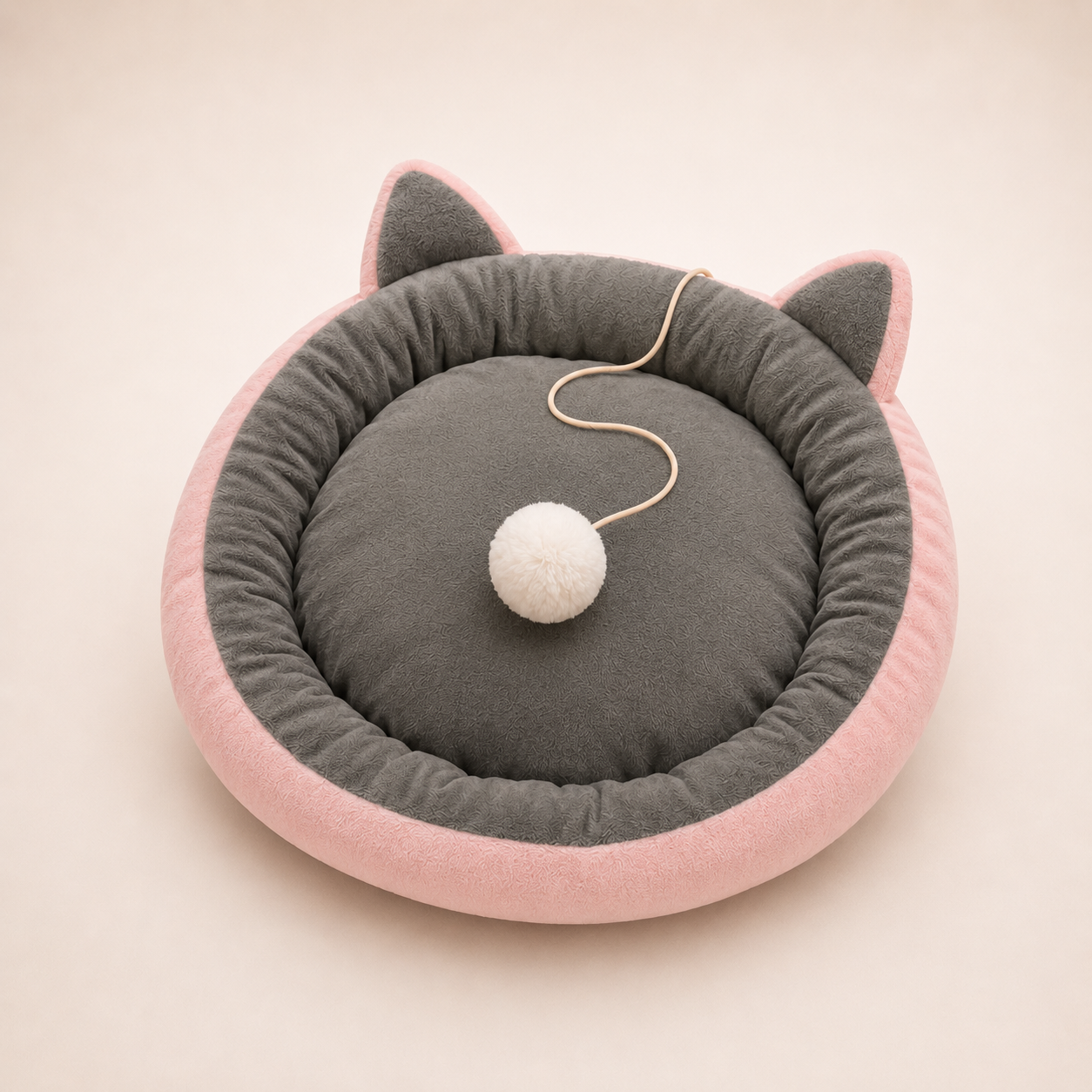 Suede Cat Bed – Cozy Round Nest with Cat Ear Design - Image 2