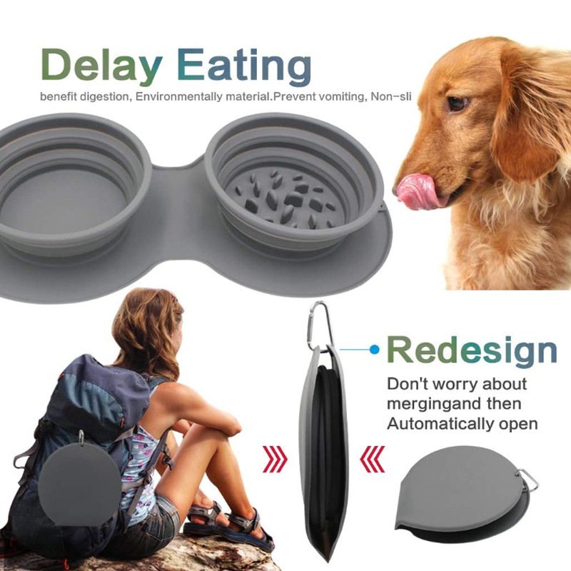 Foldable Double Silicone Dog Bowl - Image 2