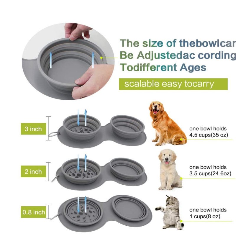 Foldable Double Silicone Dog Bowl - Image 3