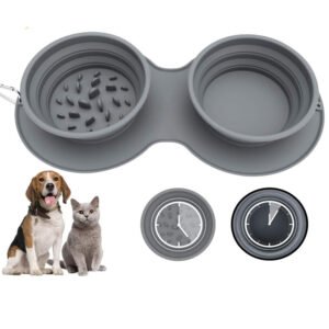 Foldable Double Silicone Dog Bowl