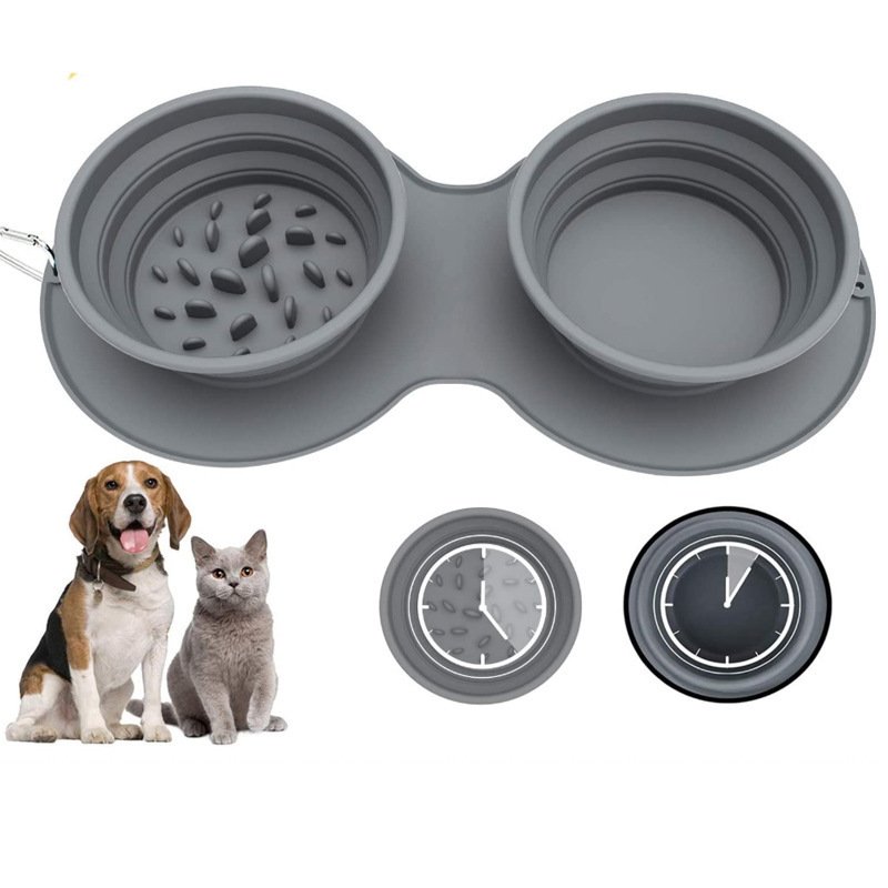 Foldable Double Silicone Dog Bowl